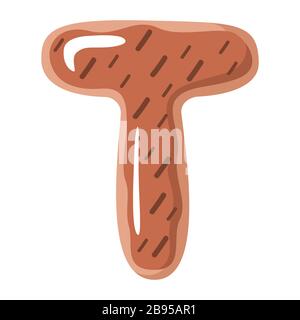 Buchstabe des Donut-Alphabets des Donut-Alphabets auf weißem Hintergrund Stock Vektor