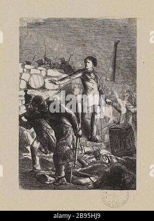 [Les Miserables, Teil IV, vierzehntes Buch, Kapitel V] und er legte die Fackel des Pulverfackels Stockfoto