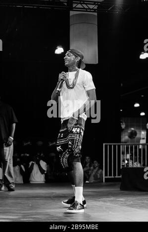 Nipsey Hussle führt auf der Bühne beim Eröffnungskonzert BETX während der 2014 Wette Erfahrung in L.A. LIVE am 28. Juni 2014 in Los Angeles, Kalifornien. Stockfoto