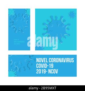 Coronavirus Bakterienzelle in Papierschnittplakat, 2019-nCoV Roman Coronavirus Virus. Keine Infektion und keine Coronavirus Konzepte. Gefährliches Coronavirus Stock Vektor
