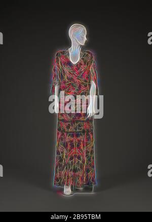 Kleid mit Jacke, Ende der 1930er Jahre, Seide Chiffon, Netting, keine Messdetails., Textil and Fashion Arts, von Gibon neu vorgestellt, Design von warmem, fröhlichem Glanz von Helligkeit und Lichtstrahlen. Klassische Kunst mit moderner Note neu erfunden. Fotografie, inspiriert vom Futurismus, die dynamische Energie moderner Technologie, Bewegung, Geschwindigkeit und Kultur revolutionieren. Stockfoto