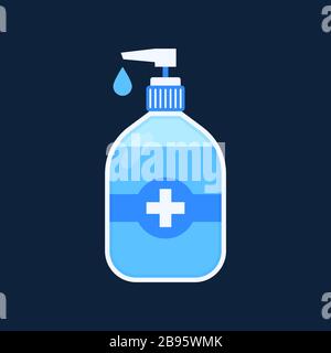 Desinfektion. Händededesinfektionsflasche, Waschgel. Vektorgrafiken Stock Vektor