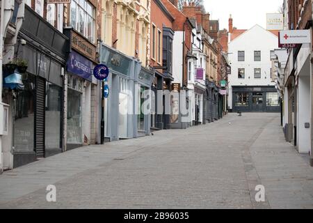 Lincoln High Street, abgebildet am Beginn der Sperre während der Coronavirus Covid 19 Pandemie Stockfoto