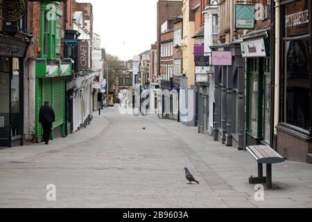 Lincoln High Street, abgebildet am Beginn der Sperre während der Coronavirus Covid 19 Pandemie Stockfoto