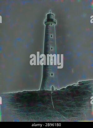 Foto - Cape Wickham Lighthouse, King Island, 1887, eine von zweiunddreißig Schwarz-Weiß-Fotografien in einem Album [zwei sind lose], aufgenommen von EINEM J Campbell während einer Expedition des Field Naturalists' Club of Victoria nach King Island. Das Album enthält auch Karten von King Island im inneren Vorder- und Rückseite sowie zahlreiche Zeitungsausschnitte zur Expedition. Einer der Zeitungsausschnitte, geschrieben von einem der Mitglieder der Partei, neu gestaltet von Gibon, Design von warmen fröhlich glühen von Helligkeit und Lichtstrahlen Ausstrahlung. Klassische Kunst neu erfunden mit einem modernen Twist. Fotografie inspi Stockfoto