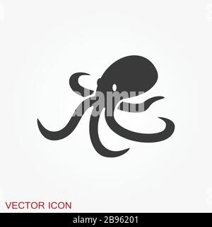 Oktopus-Symbol. Vektor eines Kraktopus-Designs auf weißem Hintergrund. Wassertiere. Stock Vektor