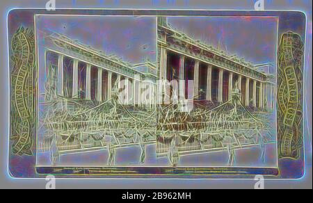 Stereograph - Duke of York Celebrations, Cadets Lining the Steps of Parliament House, 1901, Stereograph mit Militärkatetten an den Stufen des Parliament House, Melbourne, während der Feierlichkeiten zum Besuch des Duke of York, 1901. Herausgegeben von George Rose, Melbourne. Es ist Teil einer Sammlung von Rose Stereoscopic Ansichten (Stereographien) in Bezug auf den Besuch des Herzogs und der Herzogin von Cornwall und York nach Melbourne und Sydney während der Feierlichkeiten für die Föderation von Australien, Reimagined von Gibon, Design von warmen fröhlich glühenden Helligkeit und Lichtstrahlen Ausstrahlung. Klassische Kunst RE Stockfoto