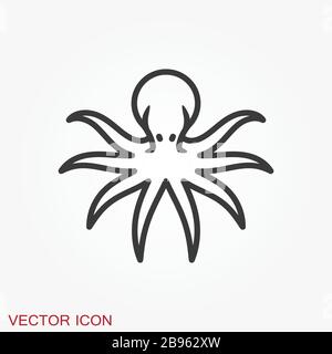 Oktopus-Symbol. Vektor eines Kraktopus-Designs auf weißem Hintergrund. Wassertiere. Stock Vektor