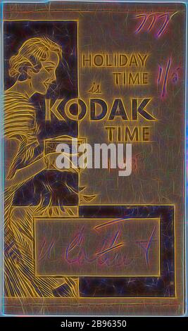 Filmbörse - Kodak Australasia Pty Ltd, 'Holiday Time is Kodak Time', um 1930er Jahre, Kodak Filmbörse, hergestellt von Kodak Australasia Pty Ltd um 1930er Jahre. Es ist mit dem Slogan „Holiday Time is Kodak Time“ ausgestattet, und der Papierumschlag ist oben und unten zusammengenäht. Zwei kleine Innentaschen sind mit Werbeinformationen für Kodak Vergrößerungen und Filme bedruckt. Dieses Objekt ist Teil der Kodak Kollektion von Produkten, Werbematerialien, Fotografien, neu gestaltet von Gibon, Design von warmen fröhlich glühen von Helligkeit und Lichtstrahlen Ausstrahlung. Klassische Kunst neu erfunden mit einem m Stockfoto