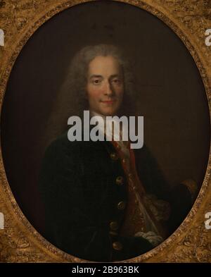 Porträt von Voltaire (1694-1778) 1718 Largillierre, Nicolas de (1656-10-10 - 1746-03-20), Portrait de Voltaire (1694-1778) en 1718, 1718. Huile sur toile. Musée Carnavalet, Histoire de Paris. Stockfoto