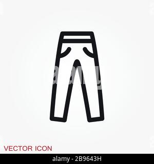 Symbol für Hosen. Vektorsymbole mit fester Füllung werden als flache Symbole festgelegt Stock Vektor
