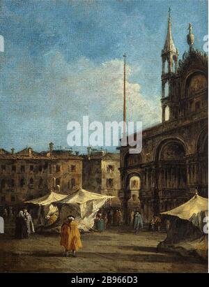 FÜR DEN ORT SAINT-MARC IN VENEDIG FRANCESCO GUARDI (1712-173). "Vue de la Place Saint-Marc à Venise, entre 1760 et 1760". Huile sur toile. Paris, musée Cognacq-Jay. Stockfoto