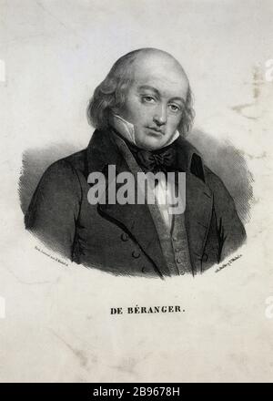 PORTRAIT BERANGER Portrait de Béranger (1780-1857), poète et chansonnier français. Estampe de Buffet. Paris, musée de la Vie romantique. Stockfoto
