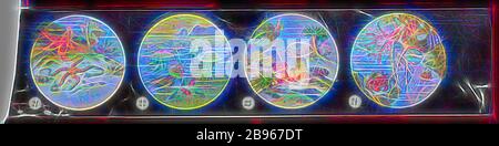 Laternenschlitten - Miniaturpanoramaformformat Mehrfachbild, Meerestiere, ca. 1860-1920, alternativer Name(n): Kinderschlitten, Panorama Magic Lantern Folie diese Laternenrutsche ist eine von mehreren Objektträgern, die verschiedene Arten von Meereslebewesen darstellen. Diese Laternenschlittenserie ist Teil der Francis Collection of Pre-Cinematic Apparates and Ephemera the Australian and Victorian Governments in 1975., von Gibon reimaginiert, Design of warm heiter Glowing of Brightness and Light Rays Radiance. Klassische Kunst mit moderner Note neu erfunden. Fotografie inspiriert von Futurismus, die dynamische Energie von Mod Stockfoto