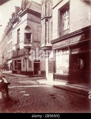 DER WINKEL DER ALTEN TEMPELSTRASSE UND DER BÜRGERLICHE FRANCS Winkel des rues Vieille du Temple et des Francs-Bourgeois. Paris (IIIème-Bezirk). Photographie d'Eugène Atget (1857-1927). Paris, musée Carnavalet. Stockfoto