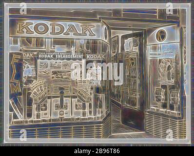 Foto, 'Display Windows Plaza Arcade', Perth, um 1930er Jahre, Schwarz-Weiß-Foto mit der Beschriftung 'Display Windows Plaza Arcade' mit dem Eingang und Schaufenstern des Kodak Store in der Hay Street, Perth, um 1930er Jahre. Dieser Laden war auch an Plaza Arcade und hatte einen Großhändler am Ende des Shops. Dies ist eine der vierzehn Fotografien, montiert auf Karton-Albumseiten mit Bildunterschriften, von Kodak Australasia Pty, neu von Gibon, Design von warmen fröhlich glühen von Helligkeit und Lichtstrahlen Ausstrahlung. Klassische Kunst neu erfunden mit einem modernen Twist. Stockfoto