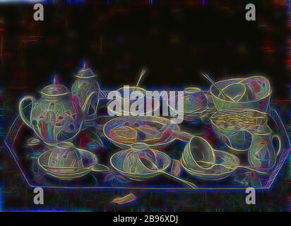 Stillleben: Teeset, Jean-Étienne Liotard (schweizerisch, 1702 - 1789), ca. 1780-1783, Öl auf Leinwand an Bord montiert, 37,8 × 51,6 cm (14 7/8 × 20 5/16 in.), von Gibon neu erfunden, Design von warmem, fröhlichem Leuchten von Helligkeit und Lichtstrahlen. Klassische Kunst mit moderner Note neu erfunden. Fotografie, inspiriert vom Futurismus, die dynamische Energie moderner Technologie, Bewegung, Geschwindigkeit und Kultur revolutionieren. Stockfoto