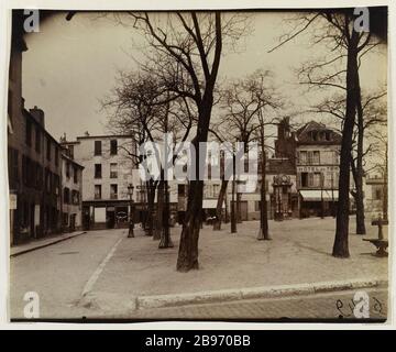 PLACE DU TERTRE, MONTMARTRE, 18. BEZIRK, PARIS Place du Tertre, Montmartre. Paris (XVIIIème arr.), 1922. Photographie d'Eugène Atget (1857-1927). Paris, musée Carnavalet. Stockfoto