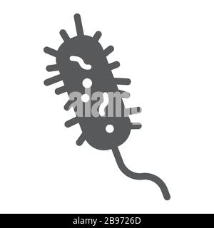 Bakterienglyph-Symbol, Virus und Mikroorganismus, Mikrobenzeichen, Vektorgrafiken, ein festes Muster auf weißem Hintergrund, eps 10 Stock Vektor