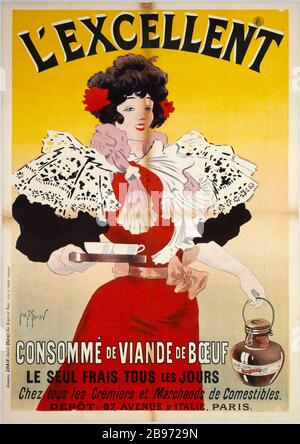 EXZELLENTER Verzehr VON RINDFLEISCH Georges Henri Jean Isidore Meunier (1873-1922); Imprimerie Chaix. "L'excellence, consommé de Viande de Boeuf". Affiche. Lithographie couleur. Im Jahr 1895. Paris, musée Carnavalet. Stockfoto