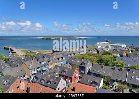 Blick vom Oberland über das Unterland auf die Insel Duene, Helgoland, Nordsee, Schleswig-Holstein, Deutschland Stockfoto