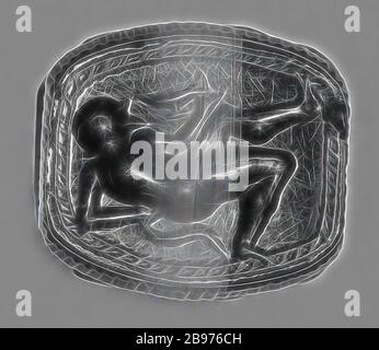 Scarab, unbekannt, Etrurien, 4. Jahrhundert v. Chr., gebändertes Schwarz-Weiß-Achat, 1,2 × 1 × 0,8 cm (7/16 × 3/8 × 5/16 in.), von Gibon neu vorgestellt, Design von warmfröhlichem Leuchten von Helligkeit und Lichtstrahlen. Klassische Kunst mit moderner Note neu erfunden. Fotografie, inspiriert vom Futurismus, die dynamische Energie moderner Technologie, Bewegung, Geschwindigkeit und Kultur revolutionieren. Stockfoto