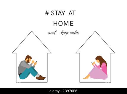 Bleiben Sie zu Hause Coronavirus Konzept. Stock Vektor