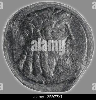 Coin, unbekannt, Ägypten, 1. Jahrhundert v. Chr., Bronze, 0,016 kg (0,0353 lb.), von Gibon neu vorgestellt, Design von warmem, fröhlichem Leuchten von Helligkeit und Lichtstrahlen. Klassische Kunst mit moderner Note neu erfunden. Fotografie, inspiriert vom Futurismus, die dynamische Energie moderner Technologie, Bewegung, Geschwindigkeit und Kultur revolutionieren. Stockfoto