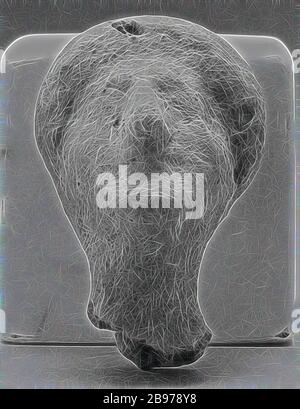 Human Head, unbekannt, Kampanien, Süditalien, 6. Bis 5. Jahrhundert v. Chr., Terrakotta, 5,7 cm (2 1/4 Zoll), von Gibon neu vorgestellt, Design von warmem, fröhlichem Leuchten von Helligkeit und Lichtstrahlen. Klassische Kunst mit moderner Note neu erfunden. Fotografie, inspiriert vom Futurismus, die dynamische Energie moderner Technologie, Bewegung, Geschwindigkeit und Kultur revolutionieren. Stockfoto
