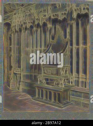 Westminster Abbey, Confessor's Chapel: Krönungsstuhl mit Stone of Scone, Frederick H. Evans (Britisch, 1853-1943), 1911, Platindruck, 24,4 x 19,4 cm (9 5/8 x 7 5/8 in.), von Gibon neu vorgestellt, Design von warmem, fröhlichem Leuchten von Helligkeit und Lichtstrahlen. Klassische Kunst mit moderner Note neu erfunden. Fotografie, inspiriert vom Futurismus, die dynamische Energie moderner Technologie, Bewegung, Geschwindigkeit und Kultur revolutionieren. Stockfoto