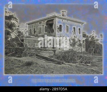 The Potter House, Atlanta, George N. Barnard (amerikanisch, 186 - 1902), negativ ca. 1865, Druck von 1865, silberner Albumen-Druck, 25,6 × 35,7 cm (10 1/16 × 14 1/16 in.), von Gibon neu gedacht, Design von warmem, fröhlichem Leuchten von Helligkeit und Lichtstrahlen. Klassische Kunst mit moderner Note neu erfunden. Fotografie, inspiriert vom Futurismus, die dynamische Energie moderner Technologie, Bewegung, Geschwindigkeit und Kultur revolutionieren. Stockfoto