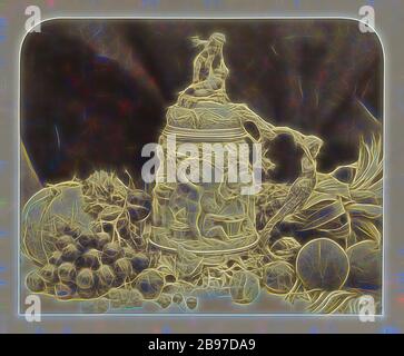 Stillleben mit Tankard und Obst, Roger Fenton (Englisch, 187 - 1869), 1860, Albumen Silberdruck, 35,2 x 43,2 cm (13 7/8 x 17 Zoll), von Gibon neu vorgestellt, Design von warmem, fröhlichem Leuchten von Helligkeit und Lichtstrahlen. Klassische Kunst mit moderner Note neu erfunden. Fotografie, inspiriert vom Futurismus, die dynamische Energie moderner Technologie, Bewegung, Geschwindigkeit und Kultur revolutionieren. Stockfoto