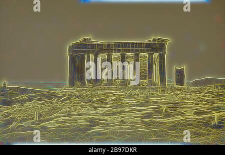 Parthenon, Face Orientale., William J. Stillman (Amerikaner, 1830-1901), 180er Jahre, Albumen Silberdruck, von Gibon neu vorgestellt, Design von warmem, fröhlichem Leuchten von Helligkeit und Lichtstrahlen. Klassische Kunst mit moderner Note neu erfunden. Fotografie, inspiriert vom Futurismus, die dynamische Energie moderner Technologie, Bewegung, Geschwindigkeit und Kultur revolutionieren. Stockfoto