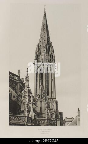 KIRCHE SAINT-PIERRE (Caen-Arrow) Héliogravure nº20 des 'principaux Monuments de la France, projeduits en héliogravure': église de Saint-Pierre, Caen, Calvados. 1853-1863. Photographie d'Edouard Baldus (1813-1889). Paris, musée Carnavalet. Stockfoto