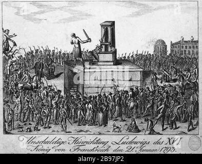 EXECUTION DE LOUIS XVI 'exécution de Louis XVI.'. Estampe allemande. Paris, musée Carnavalet. Stockfoto