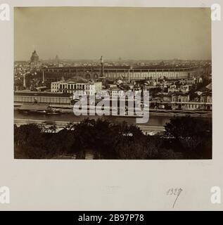 DER CHAMP DE MARS, PALAST DER UNIVERSALAUSSTELLUNG, Kreis 67, PARIS Le Champ-de-Mars, Palais de l'Exposition universelle de 1867. Paris (VIIème arr.). Im Jahr 1867. Photographie d'Achille Quinet. Paris, musée Carnavalet. Stockfoto