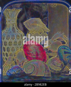 Muscheln und Vasen, Unbekannter Hersteller, Brite, um 1865, handkolorierter Albumen-Silberdruck, neu gestaltet von Gibon, Design von warmen fröhlichen Leuchten von Helligkeit und Lichtstrahlen Ausstrahlung. Klassische Kunst neu erfunden mit einem modernen Twist. Fotografie inspiriert von Futurismus, umarmt dynamische Energie der modernen Technologie, Bewegung, Geschwindigkeit und Kultur revolutionieren. Stockfoto
