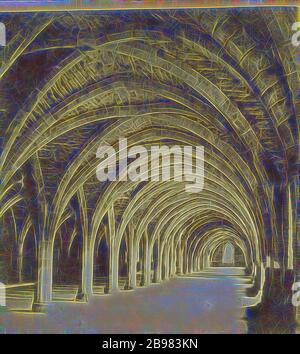 Cloister Court, Fountains Abbey, Unknown Maker, Britisch, um 1870, Albumen Silberdruck, neu gestaltet von Gibon, Design von warmen fröhlich glühen der Helligkeit und Lichtstrahlen Ausstrahlung. Klassische Kunst neu erfunden mit einem modernen Twist. Fotografie inspiriert von Futurismus, umarmt dynamische Energie der modernen Technologie, Bewegung, Geschwindigkeit und Kultur revolutionieren. Stockfoto
