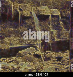 Die Glens of the Catskills. The Bastion Fall, Kauterskill Glen, near the Laurel House., Unknown Maker, American, Edward and Henry T. Anthony & Co. (American, 1862 - 1902), um 1865, Albumen Silberdruck, Reimagined by Gibon, Design von warmen fröhlich glühenden Helligkeit und Lichtstrahlen Ausstrahlung. Klassische Kunst neu erfunden mit einem modernen Twist. Fotografie inspiriert von Futurismus, umarmt dynamische Energie der modernen Technologie, Bewegung, Geschwindigkeit und Kultur revolutionieren. Stockfoto