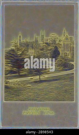 Alton Towers Staffordshire. Front Approach, Manchester Photographic Company (Englisch, 1865 - 1868), 1864–1865, Albumen Silberdruck, neu gestaltet von Gibon, Design von warmen fröhlich glühen der Helligkeit und Lichtstrahlen Ausstrahlung. Klassische Kunst neu erfunden mit einem modernen Twist. Fotografie inspiriert von Futurismus, umarmt dynamische Energie der modernen Technologie, Bewegung, Geschwindigkeit und Kultur revolutionieren. Stockfoto