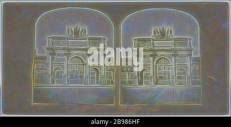 Arc de Triomphe du Carousel, Nikolaas Henneman zugeschrieben (britisch, 1813 - 1893), 1845–1851, gesalzener Papierdruck, neu gestaltet von Gibon, Design von warmen fröhlichen Leuchten von Helligkeit und Lichtstrahlen Ausstrahlung. Klassische Kunst neu erfunden mit einem modernen Twist. Fotografie inspiriert von Futurismus, umarmt dynamische Energie der modernen Technologie, Bewegung, Geschwindigkeit und Kultur revolutionieren. Stockfoto