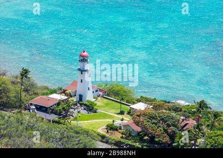 Honolulu Diamond Head Leuchtturm aus der Luft, Oahu, Hawaii Stockfoto