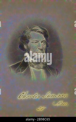 Charles Sumner, James Earle McClees (amerikanisch, 1821 - 1887), Julian Vannerson (amerikanisch, 1827 - nach 1875), Washington, District of Columbia, USA, um 1859, gesalzener Papierdruck, 10.5 × 9 cm (4 1/8 × 3 9/16 Zoll), neu gestaltet von Gibon, Design von warmen fröhlich glühen von Helligkeit und Lichtstrahlen Strahlkraft. Klassische Kunst neu erfunden mit einem modernen Twist. Fotografie inspiriert von Futurismus, umarmt dynamische Energie der modernen Technologie, Bewegung, Geschwindigkeit und Kultur revolutionieren. Stockfoto