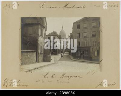 OLD MONTMARTRE / Ravignan Street La rue Ravignan, Montmartre. Paris (XVIIIème arr.), Juin 1904/05. Photographie de Charles Biard. Paris, musée Carnavalet. Stockfoto