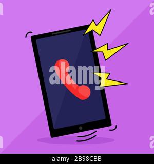 Flache Darstellung der Anrufannahme auf dem Mobiltelefon Stock Vektor