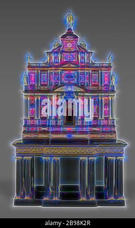 Das Borghese-Windsor Kabinett, Unbekannt, Italien, Kabinett um 1620, Stand vor 1821, Kabinett: Tannenwalnuss und Kastanie mit verschiedenen tropischen Harthölzern furniert, mit Lapislazuli, Jaspis, Achat, Amethyst und anderen harten Steinen ("pietre dure" in Italienisch), vergoldet Bronze, Silber und Silber vergoldet, Stand: Buche, Mahagoni und Eiche, ebonisiert und furniert mit Ebenholz, Ebenholzsäulen, Messing lackiert, Spiegelglas, 178 × 126 × 54 cm (70 1/16 × 49 5/8 × 21 1/4 in.), neu gestaltet von Gibon, Design von warmen fröhlichen Leuchten von Helligkeit und Lichtstrahlen Ausstrahlung. Klassische Kunst neu erfunden mit einem modernen Twist. Phot Stockfoto