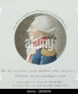 HERR MARQUIS DE LA FAYETTE 'Monsieur le Marquis de La Fayette'. Gravure par Edme Quenedey. Paris, musée Carnavalet. Stockfoto