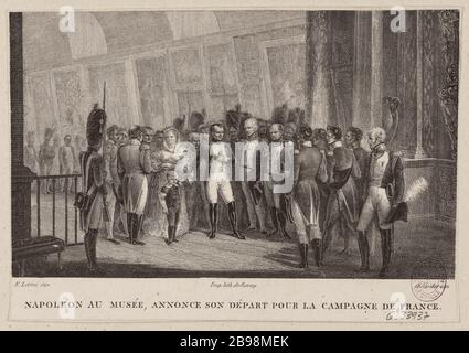 Napoleon Museum, gab seinen Abschied für den Feldzug in Frankreich Charles Girardet, dit Père (1780-1863) bekannt. Napoléon au musée, annonce son départ pour la campagne de France. Lithographie. Paris, musée Carnavalet. Stockfoto