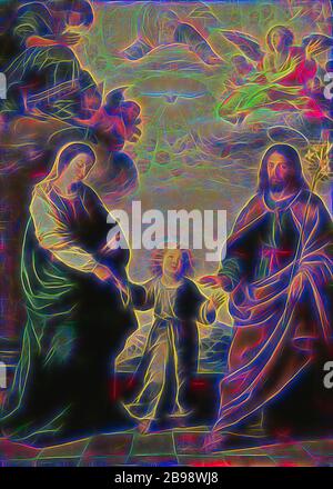 Bartolomé Esteban Murillo, die Rückkehr der Heiligen Familie aus Ägypten, Gemälde, Öl auf Leinwand, Höhe, 222 cm (87.4 Zoll), Breite, 162 cm (63.7 Zoll), neu gestaltet von Gibon, Design von warmen fröhlich glühen von Helligkeit und Lichtstrahlen Ausstrahlung. Klassische Kunst neu erfunden mit einem modernen Twist. Fotografie inspiriert von Futurismus, umarmt dynamische Energie der modernen Technologie, Bewegung, Geschwindigkeit und Kultur revolutionieren. Stockfoto