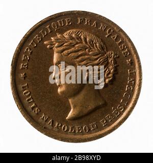 Louis-Napoleon Bonaparte, Retter der Republik, 1849 (Dummy-Titel) Anonyme. Louis-Napoléon Bonaparte, sauveur de la République, 1849. Laiton. Paris, musée Carnavalet. Stockfoto